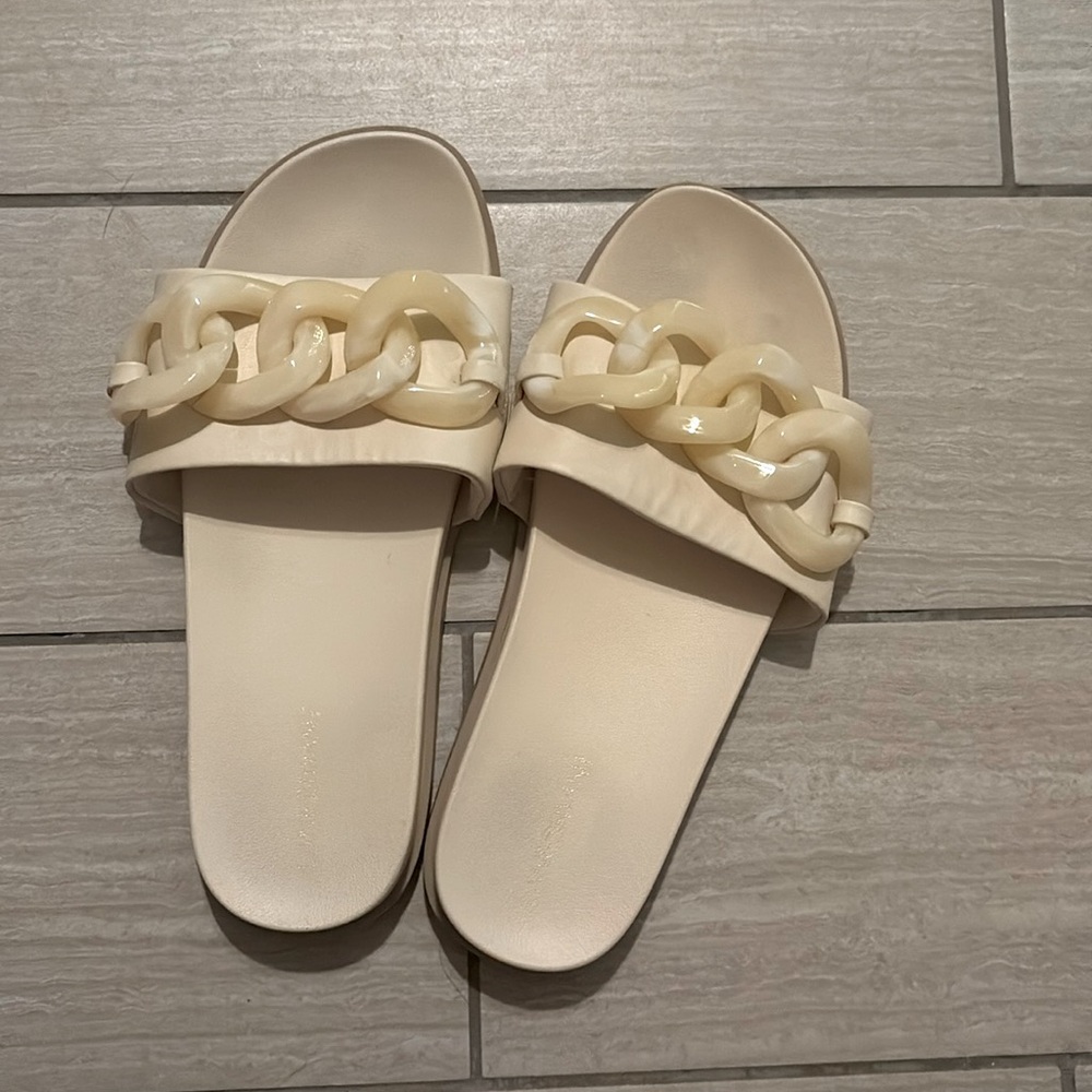 Lane Bryant Dream Cloud Large Chainlink Slides Cream Color Size 8W